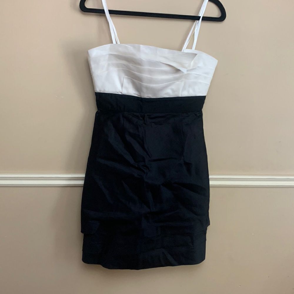 BCBGMaxAzria Strapless Silk Cocktail Dress Black and White Size 6